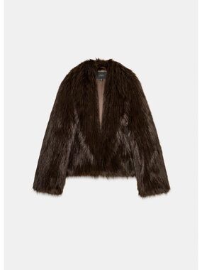 Zara Dark Brown Faux Fur Teddy Jacket